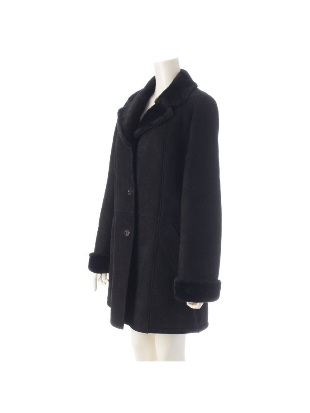 Loewe Cowhide Shearling Vintage Logo Button Coat Black 40 - Picture 2 of 10